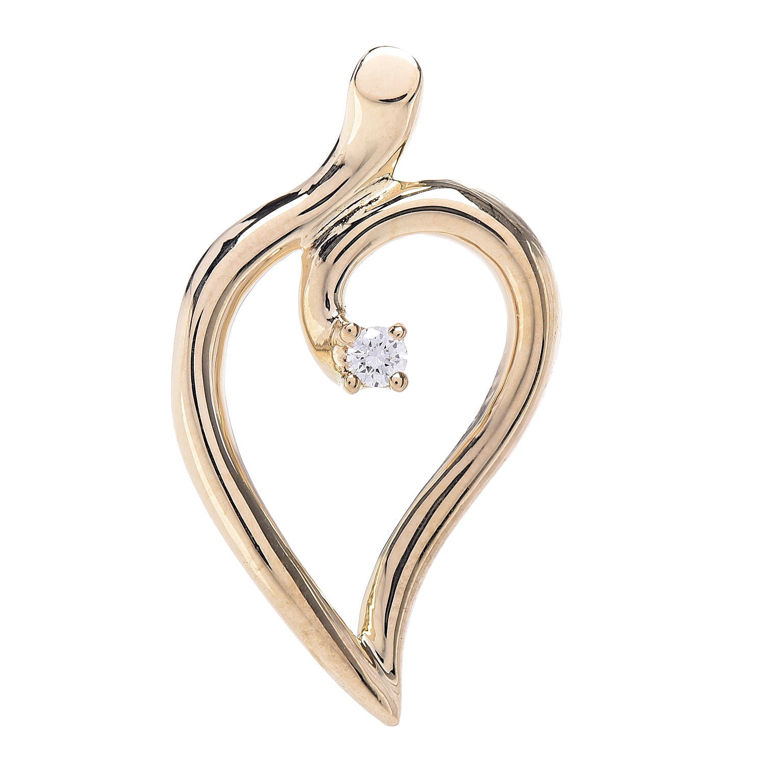 Tiffany 18K Yellow Gold Diamond Open Leaf Pendant 1 of 3