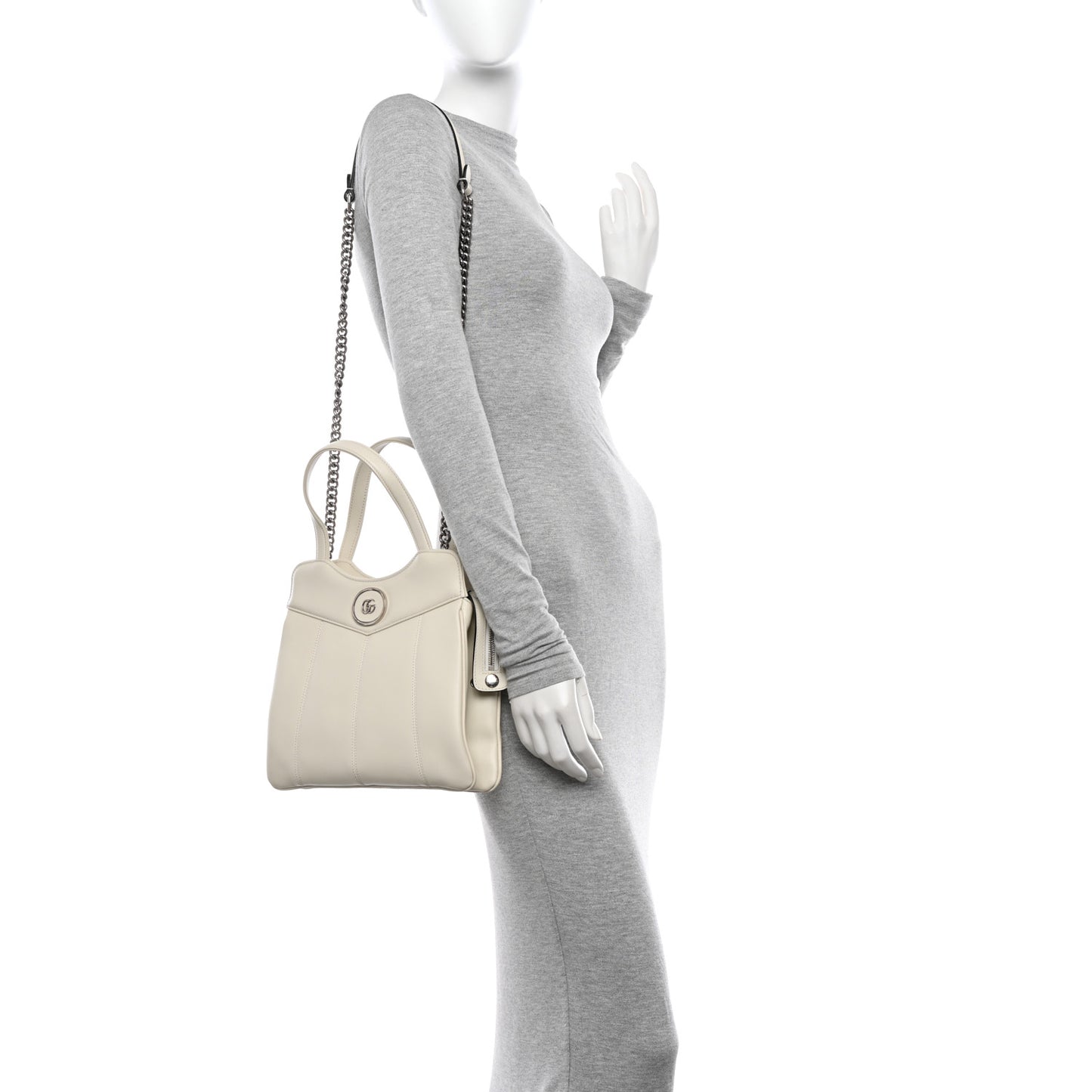 Senna Calfskin Petite GG Small Tote Mystic White