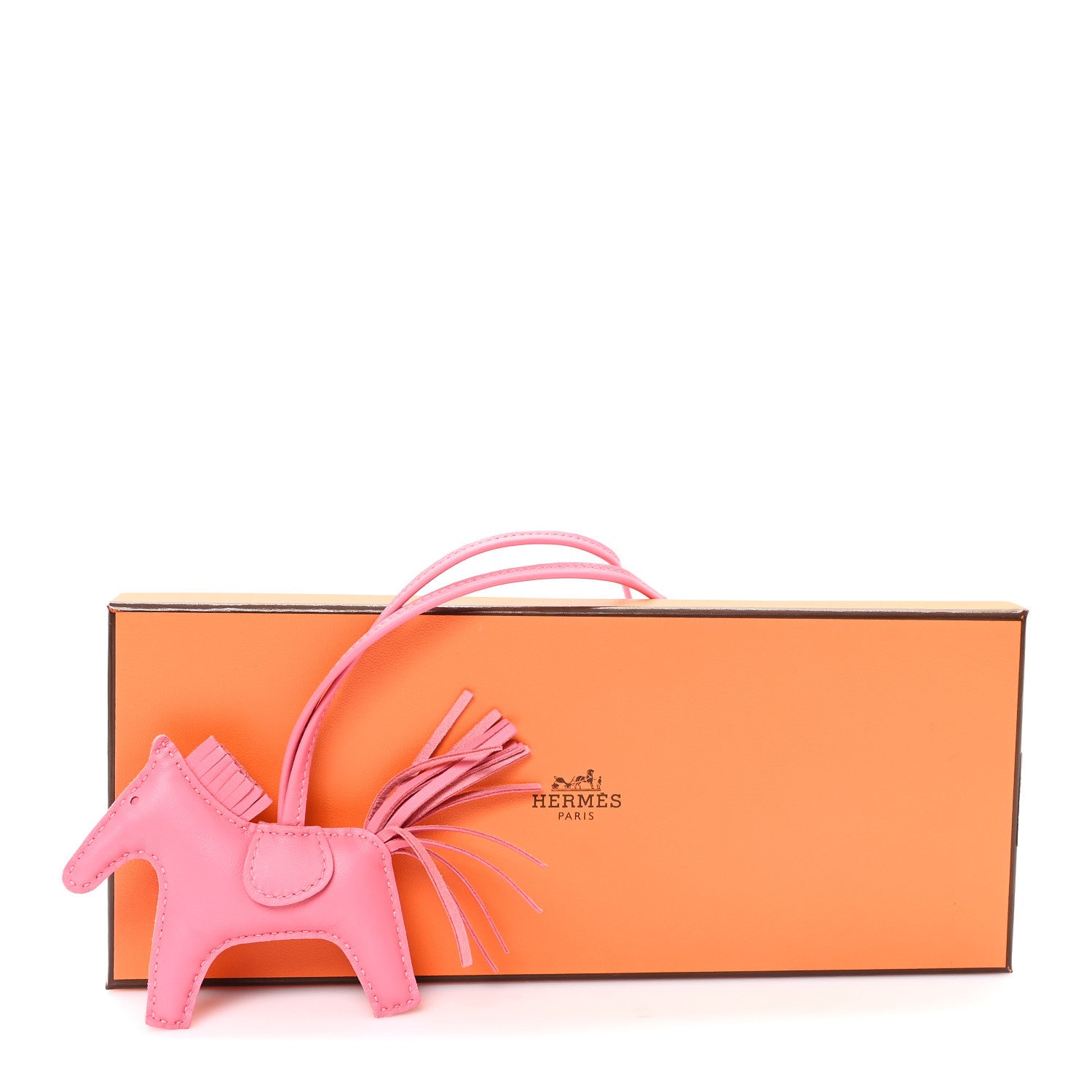 Hermes Milo Lambskin Grigri Rodeo Horse Bag Charm PM Rose Azalea