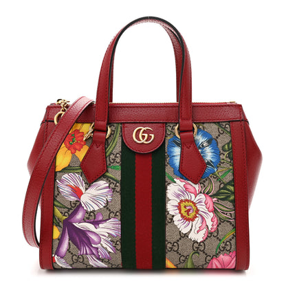 Gucci GG Supreme Monogram Flora Web Small Ophidia Tote Bag Red 1 of 8