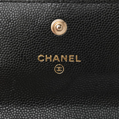 Chanel Caviar Quilted Pearl Card Holder On Chain Black 5 of 9