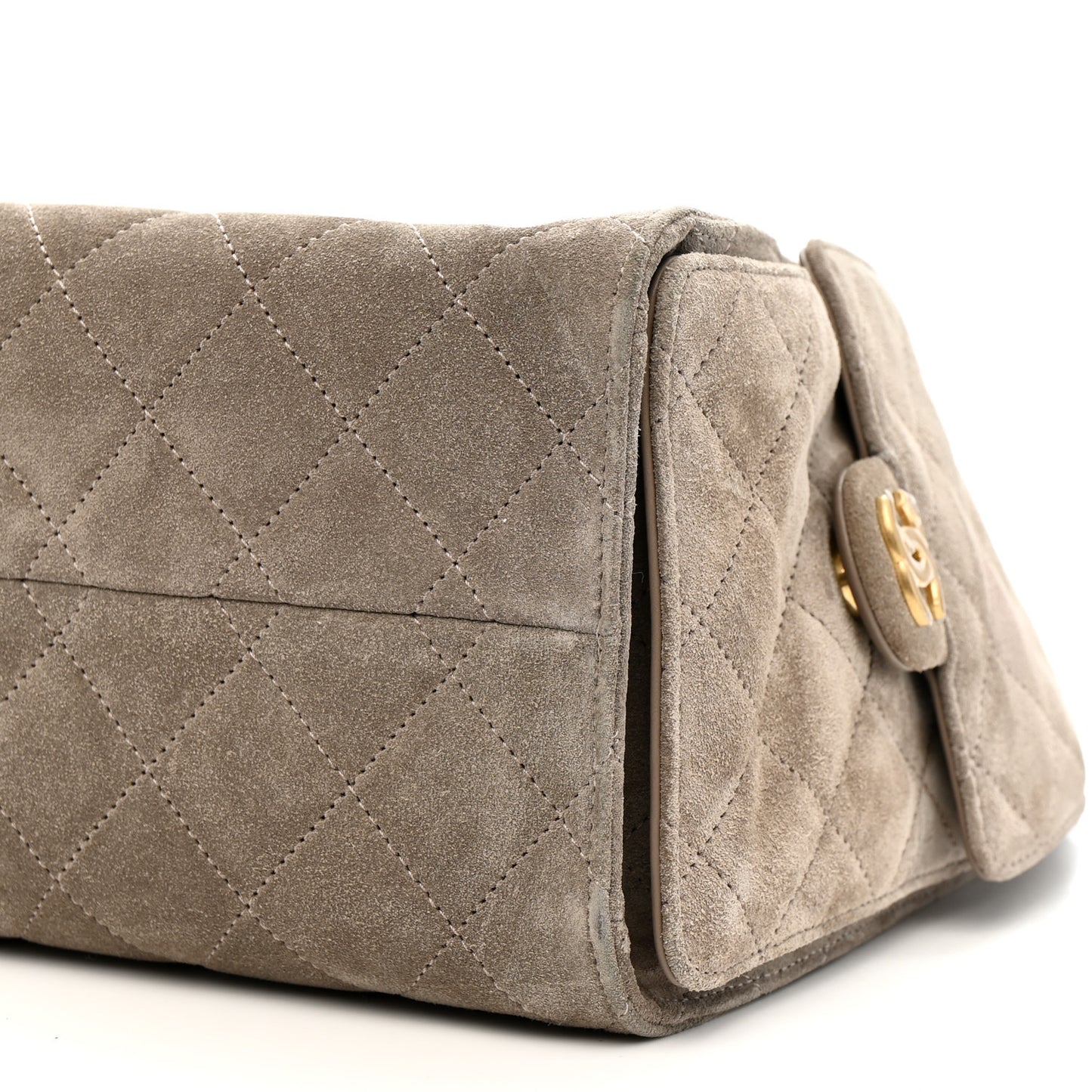 Suede Quilted Small Chanel 25 Handbag Dark Grey