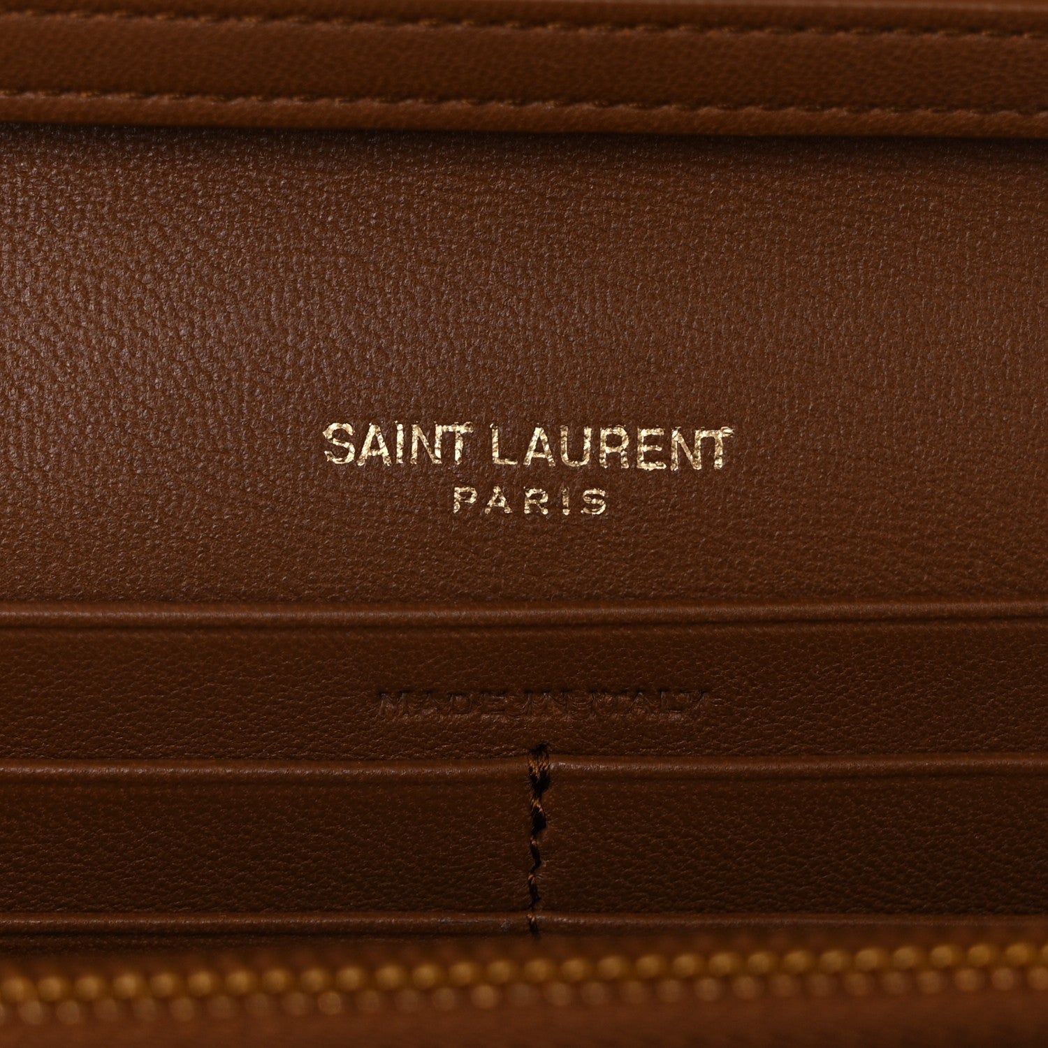 Saint Laurent Lambskin Carre Quilted Cassandre Chain Wallet Brown 6 of 13