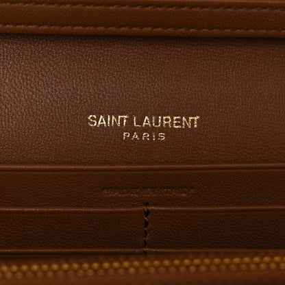 Saint Laurent Lambskin Carre Quilted Cassandre Chain Wallet Brown 6 of 13