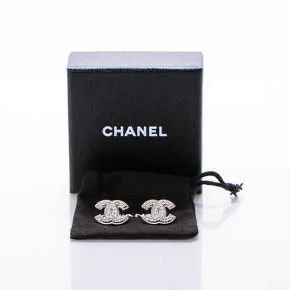 Chanel Crystal CC Earrings Silver 5 of 5