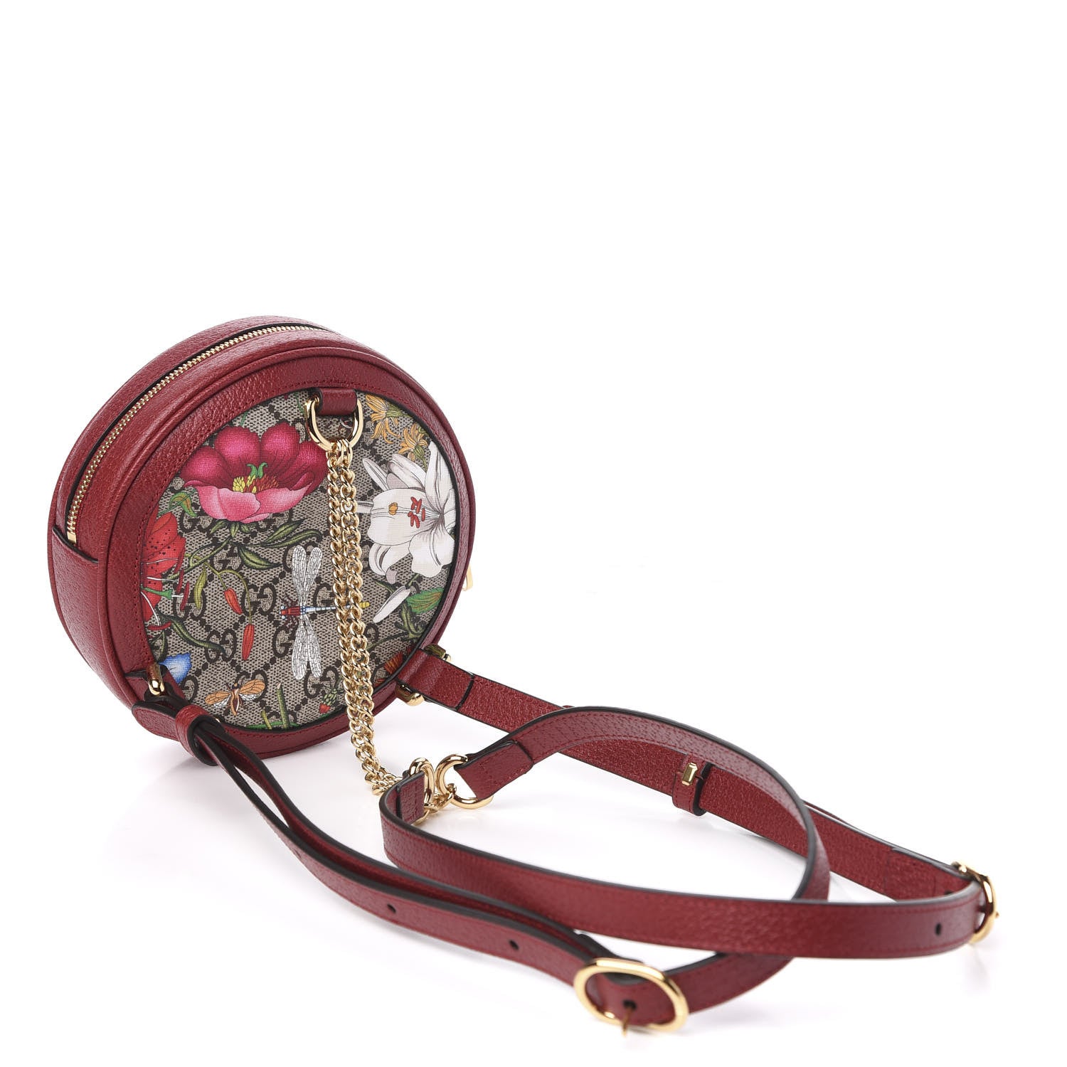 Gucci GG Supreme Monogram Web Flora Mini Ophidia Round Backpack Red 2 of 11