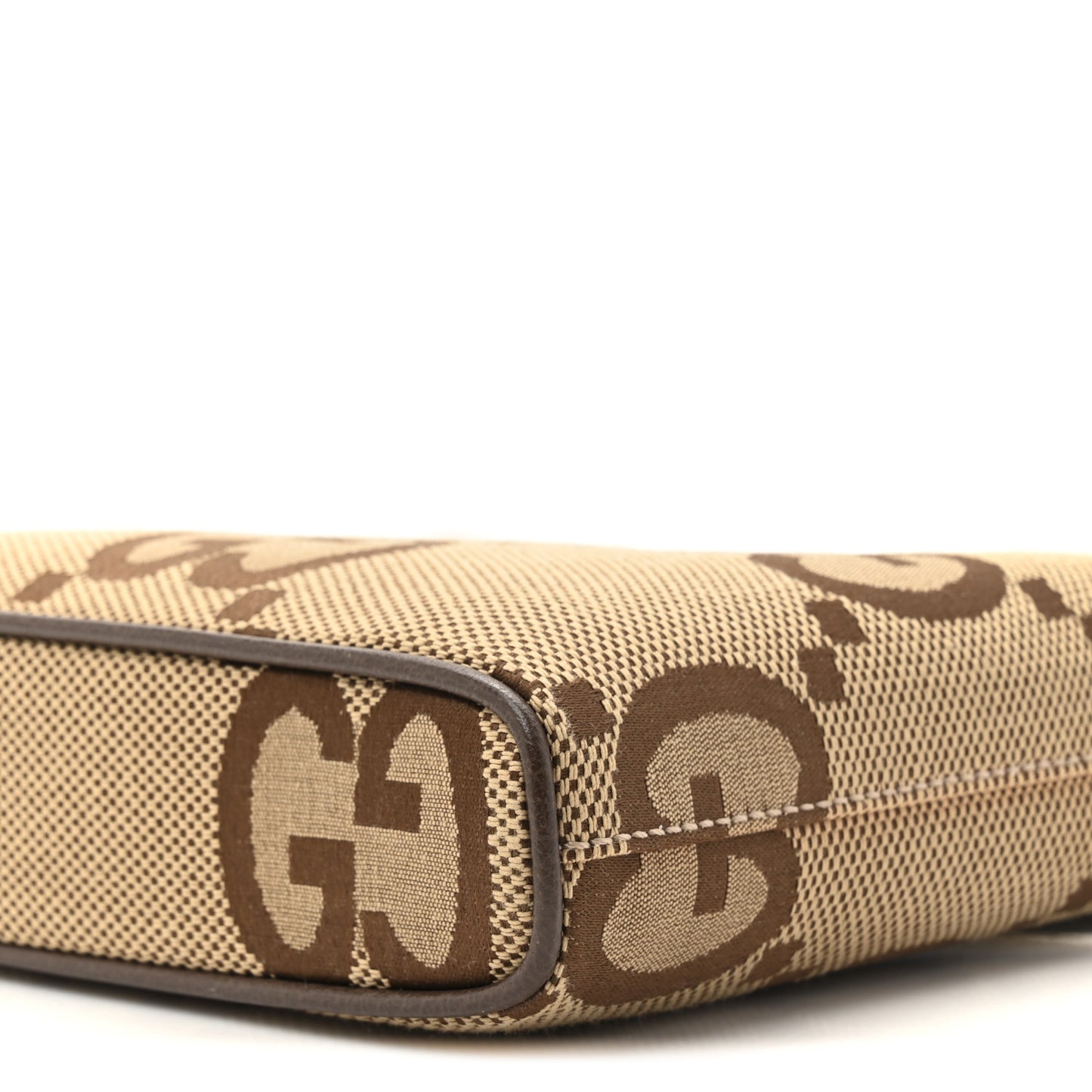 Monogram Jumbo GG Textured Dollar Calfskin Web Wristlet Messenger Bag Camel Ebony New Acero