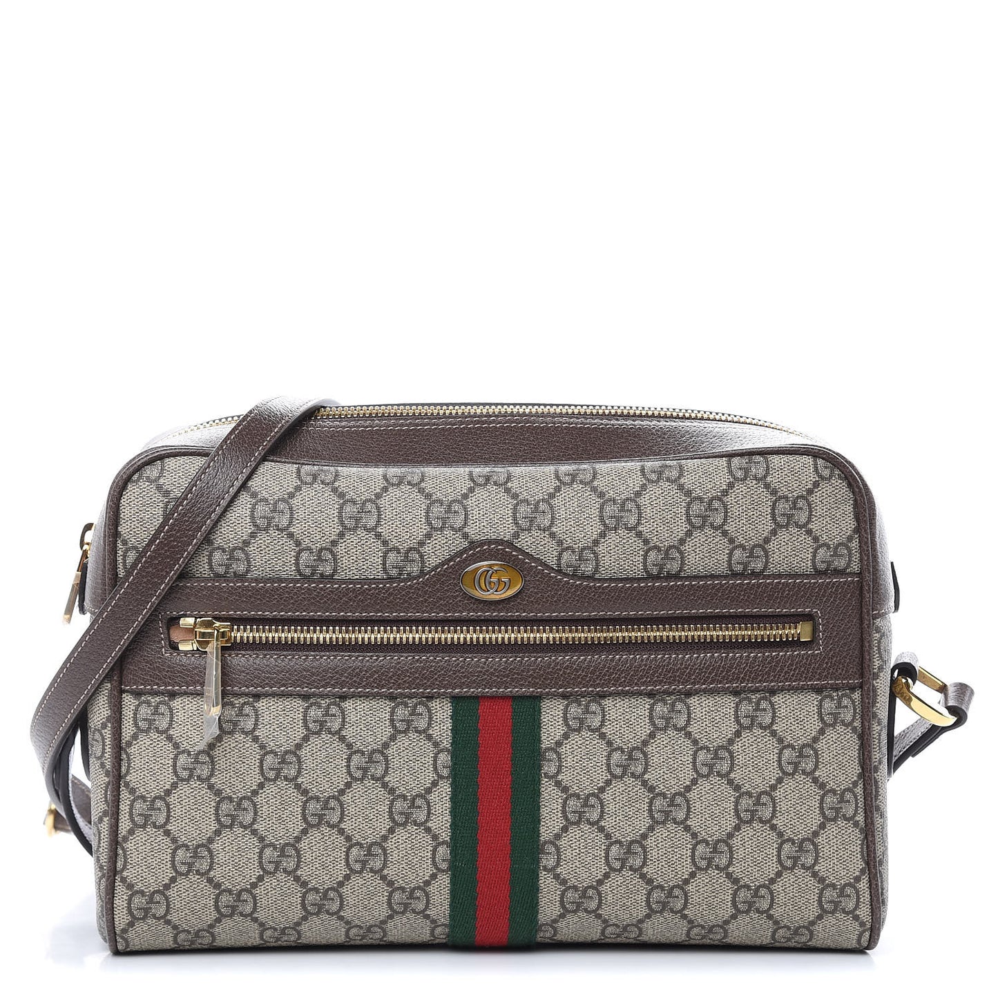 GG Supreme Monogram Web Small Ophidia Shoulder Bag Brown