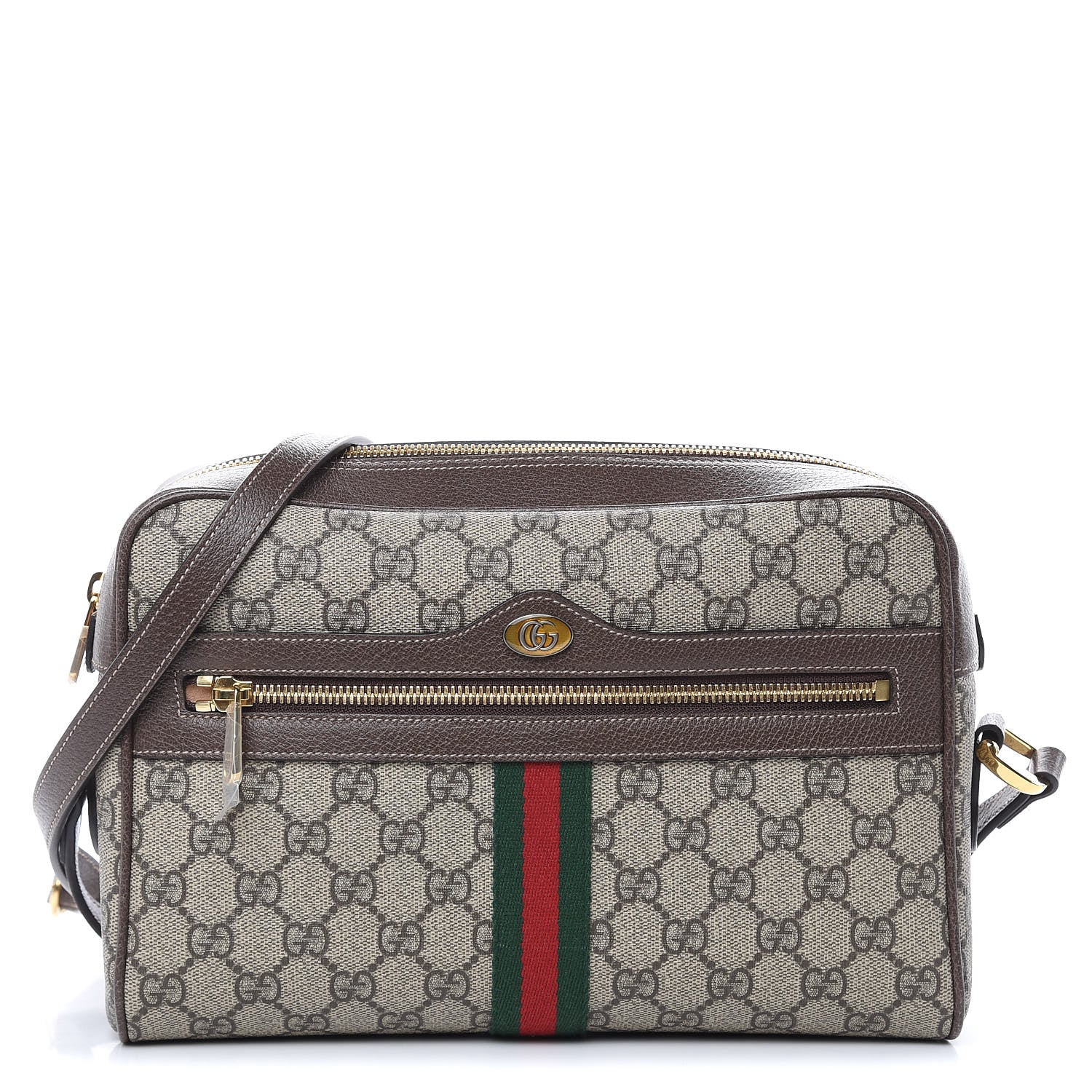 Gucci GG Supreme Monogram Web Small Ophidia Shoulder Bag Brown 1 of 9
