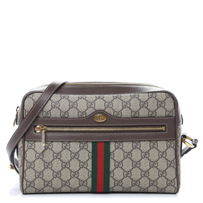 Gucci GG Supreme Monogram Web Small Ophidia Shoulder Bag Brown 1 of 9