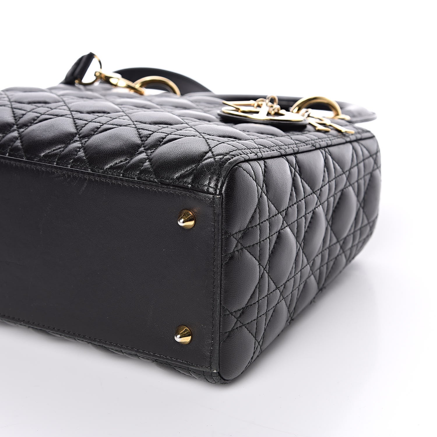 Christian Dior Lambskin Cannage Medium Lady Dior Black 10 of 15