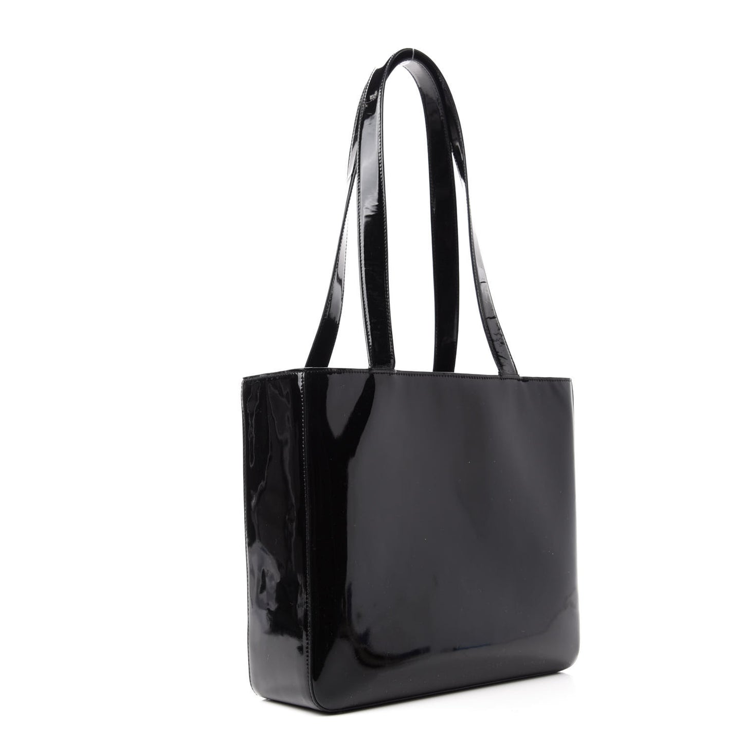 Patent Logo Shoulder Bag Black