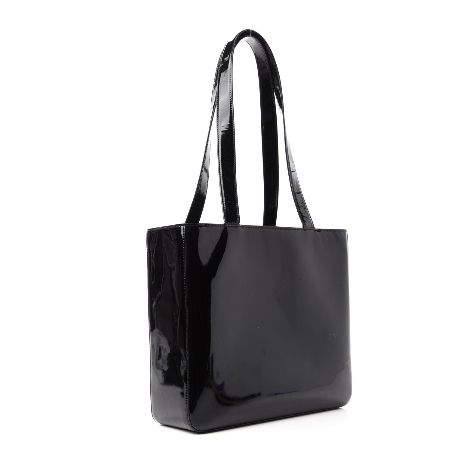 Chanel Patent Logo Shoulder Bag Black 3 of 13