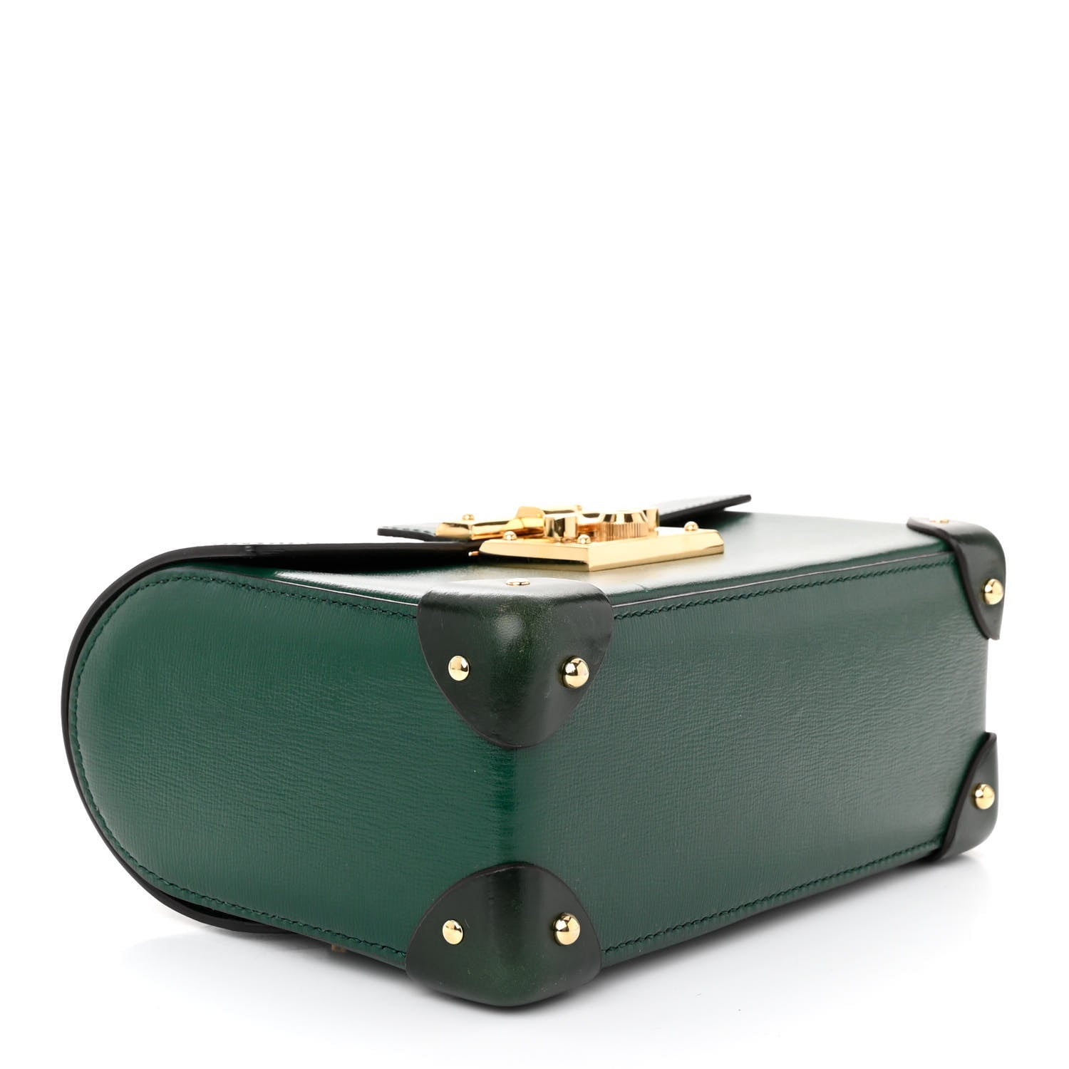Gucci Azalea Calfskin Small Padlock Bamboo Shoulder Bag Vintage Green 4 of 11