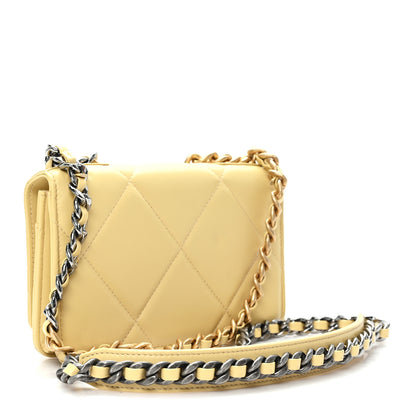 Chanel Lambskin Quilted Chanel 19 Wallet On Chain WOC Yellow 3 of 12