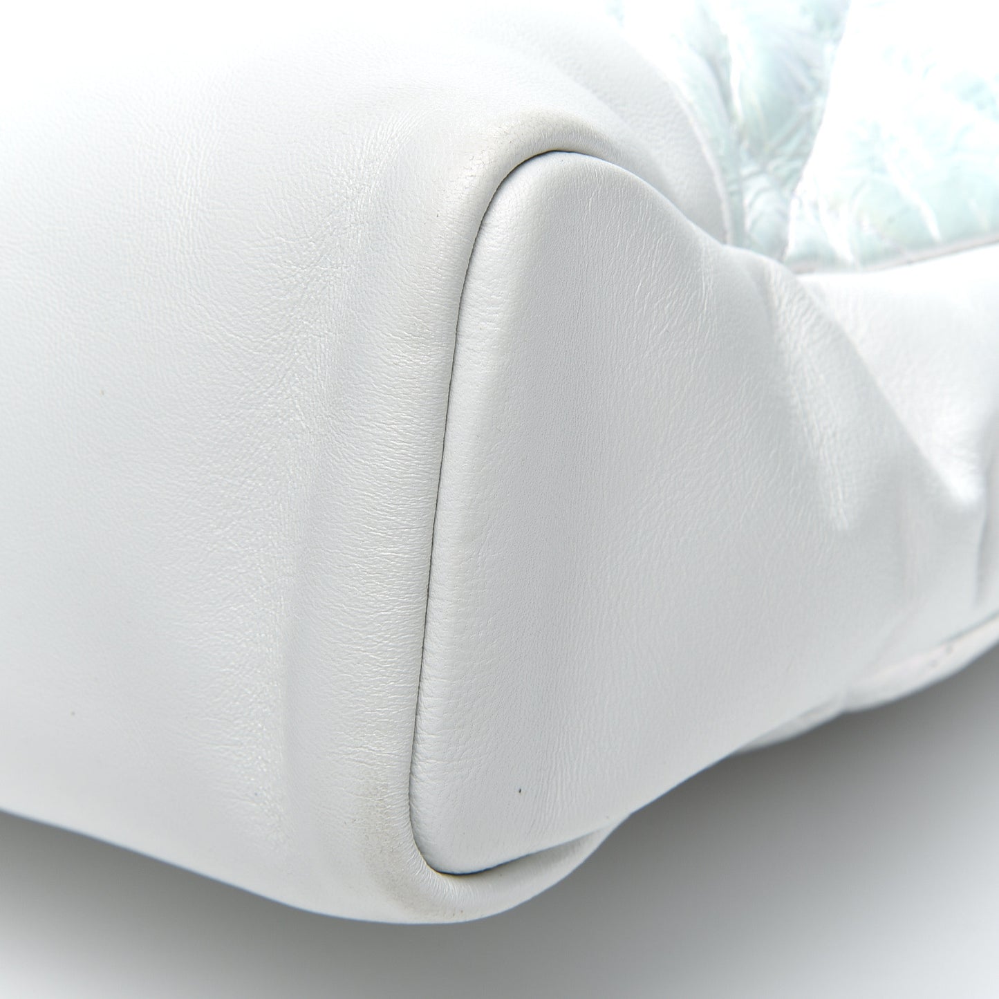 Crumpled Calfskin Quilted Large 31 Shopping Bag White
