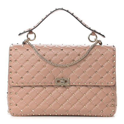 Valentino Garavani Nappa Large Rockstud Spike Shoulder Bag Soft Noisette 1 of 13