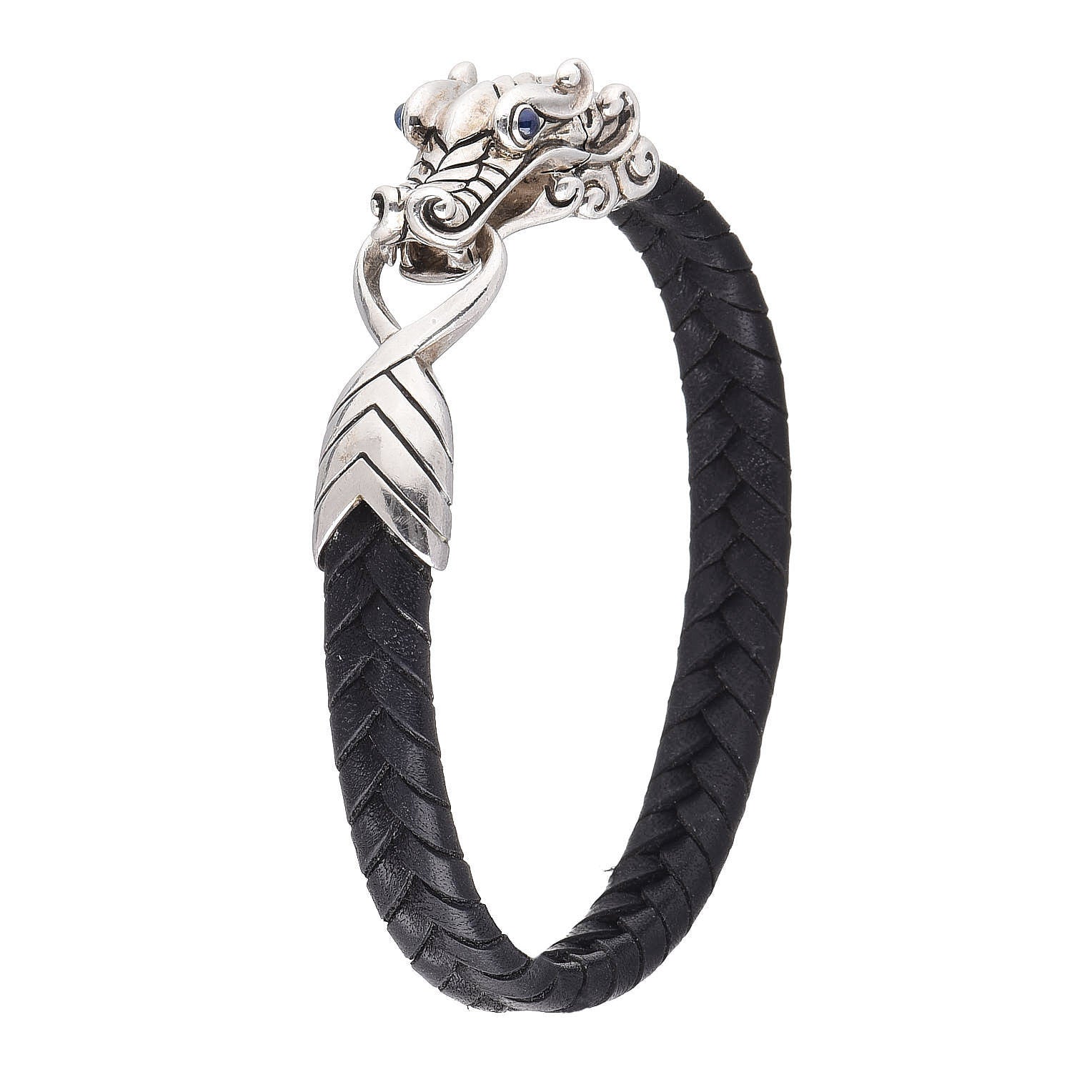 John Hardy Sterling Silver Blue Sapphire Naga Dragon Legend Bracelet Black 1 of 7