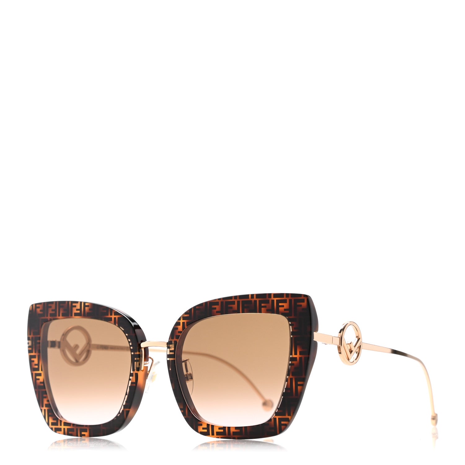 Fendi Acetate Metal F is Fendi FF Square Cat Eye Sunglasses FF 0424/F/S Havana 1 of 8