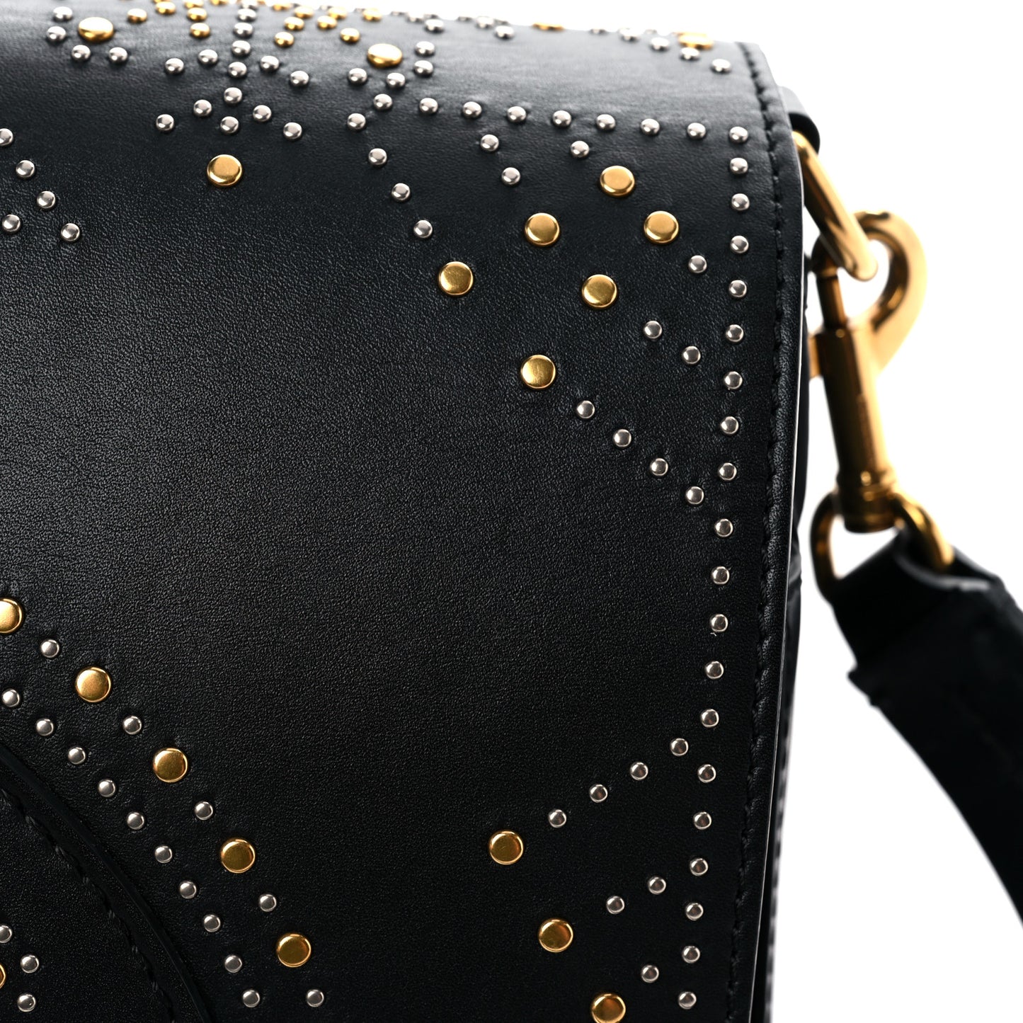 Calfskin Studded Square Satchel Black
