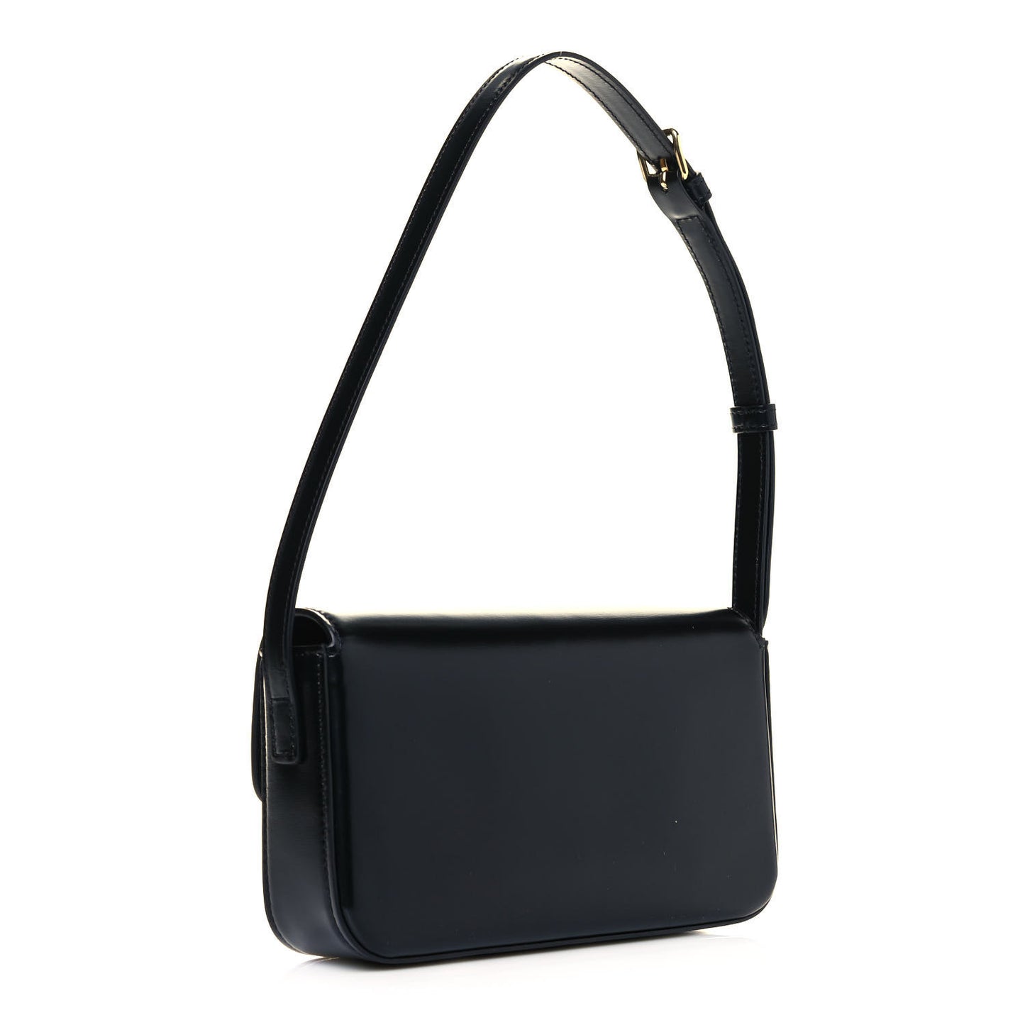 Shiny Calfskin Triomphe Shoulder Bag Black