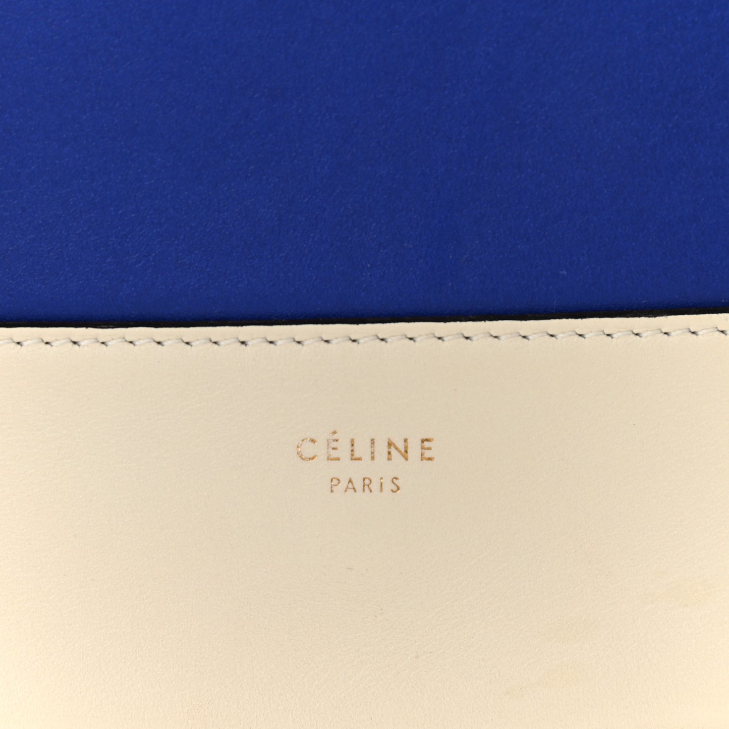 Shiny Smooth Calfskin Medium Frame Shoulder Bag Ivory Royal Blue