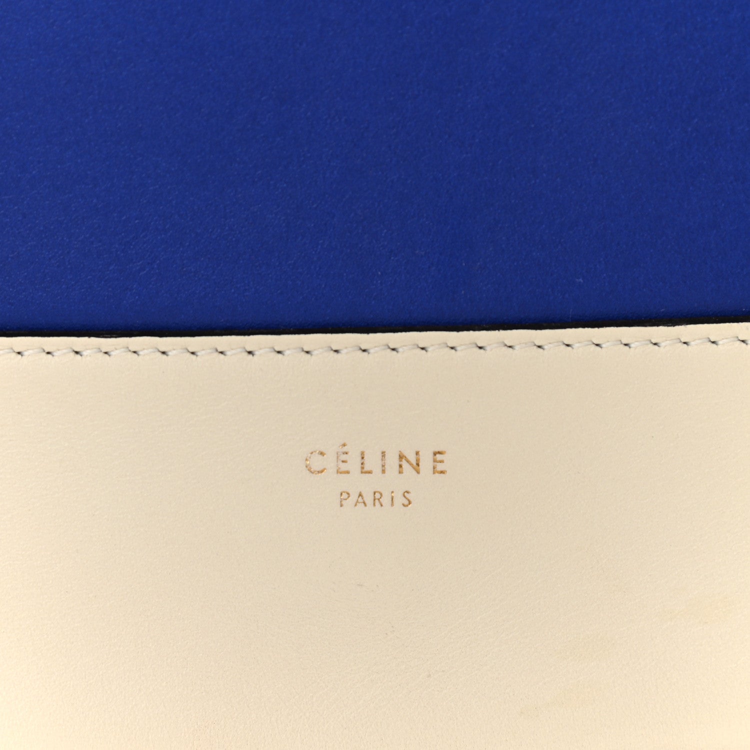 Celine Shiny Smooth Calfskin Medium Frame Shoulder Bag Ivory Royal Blue 6 of 20