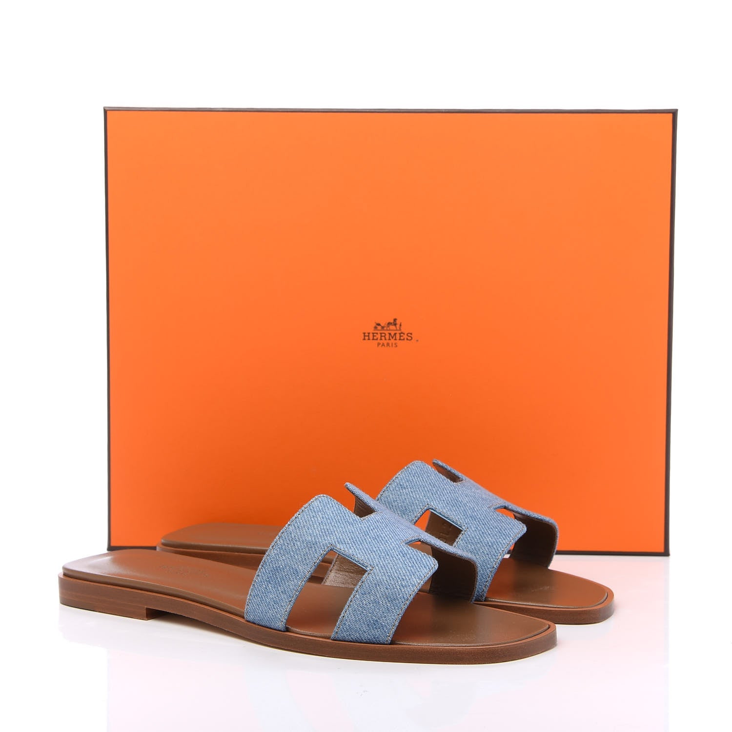 Hermes Denim Canvas Oran Sandals 36 Bleu Clair 9 of 9