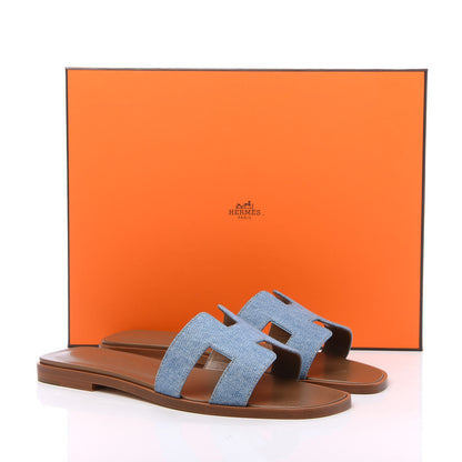 Hermes Denim Canvas Oran Sandals 36 Bleu Clair 9 of 9
