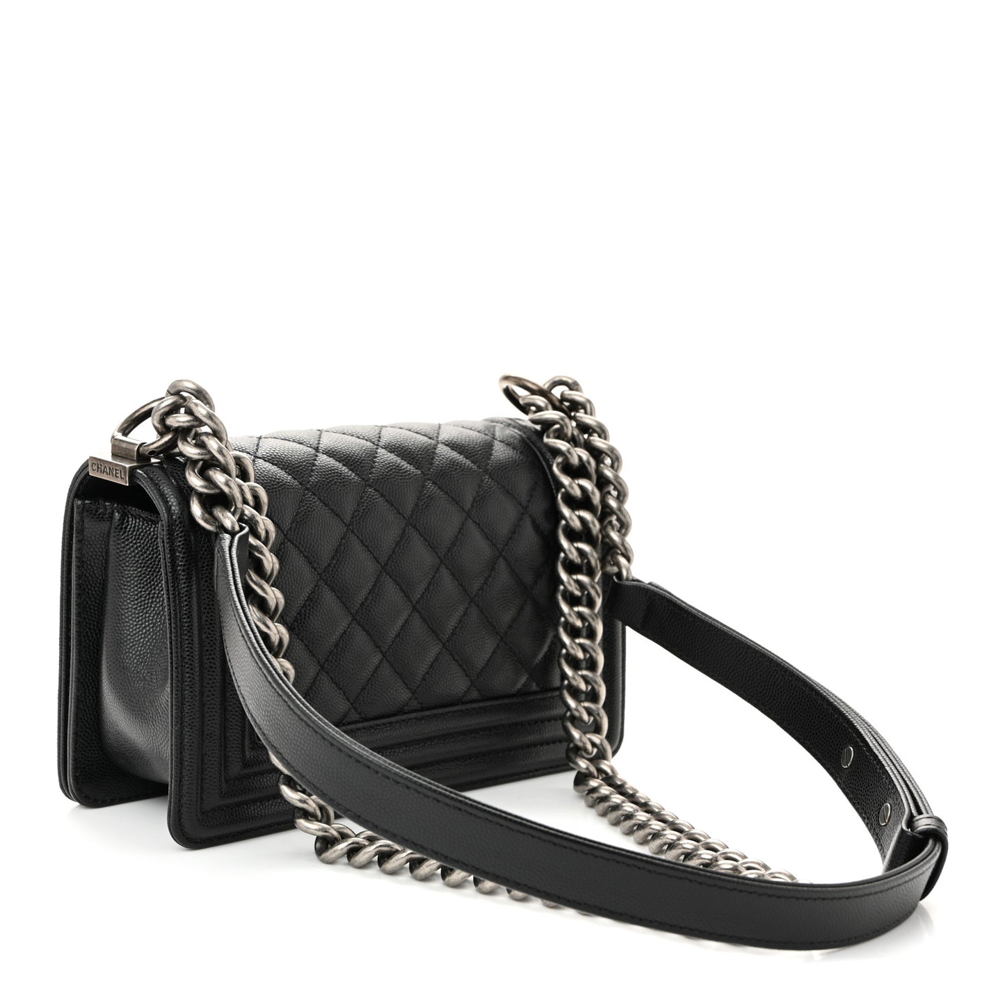 Caviar Quilted Small Boy Flap Black