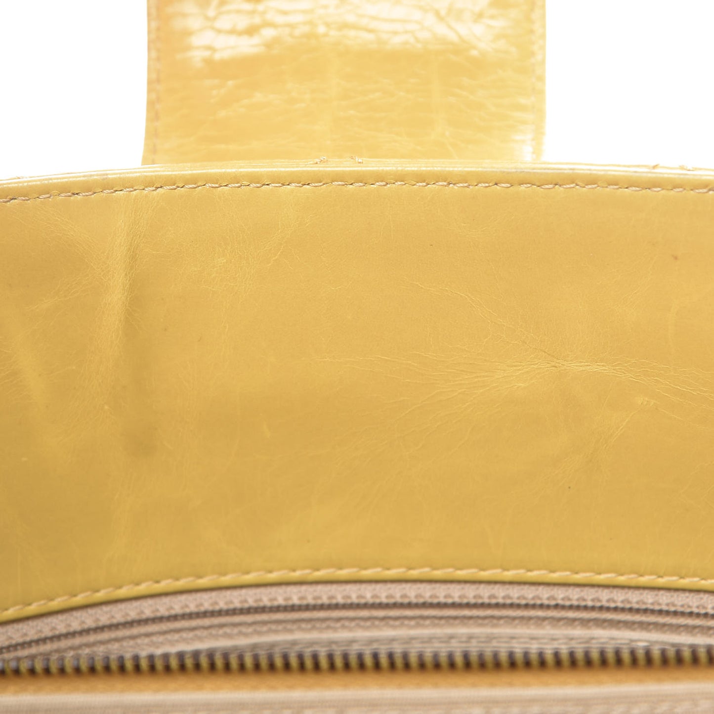 Glazed Calfskin Quilted Mademoiselle Bowling Tote Yellow