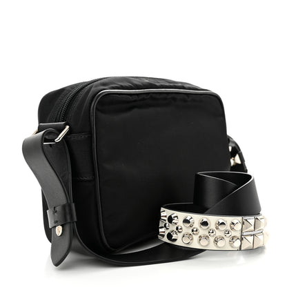 Prada Tessuto Nylon Studded New Vela Shoulder Bag Black Cromo 3 of 9