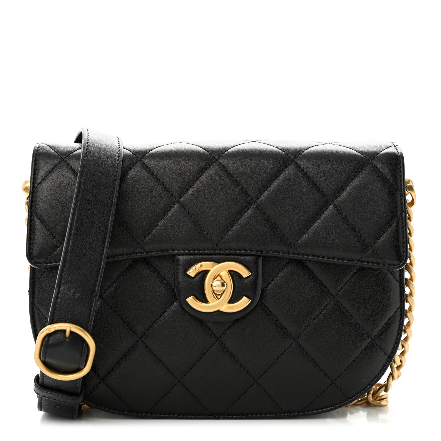 Chanel Calfskin Quilted Small Moon Messenger Black 1 of 11