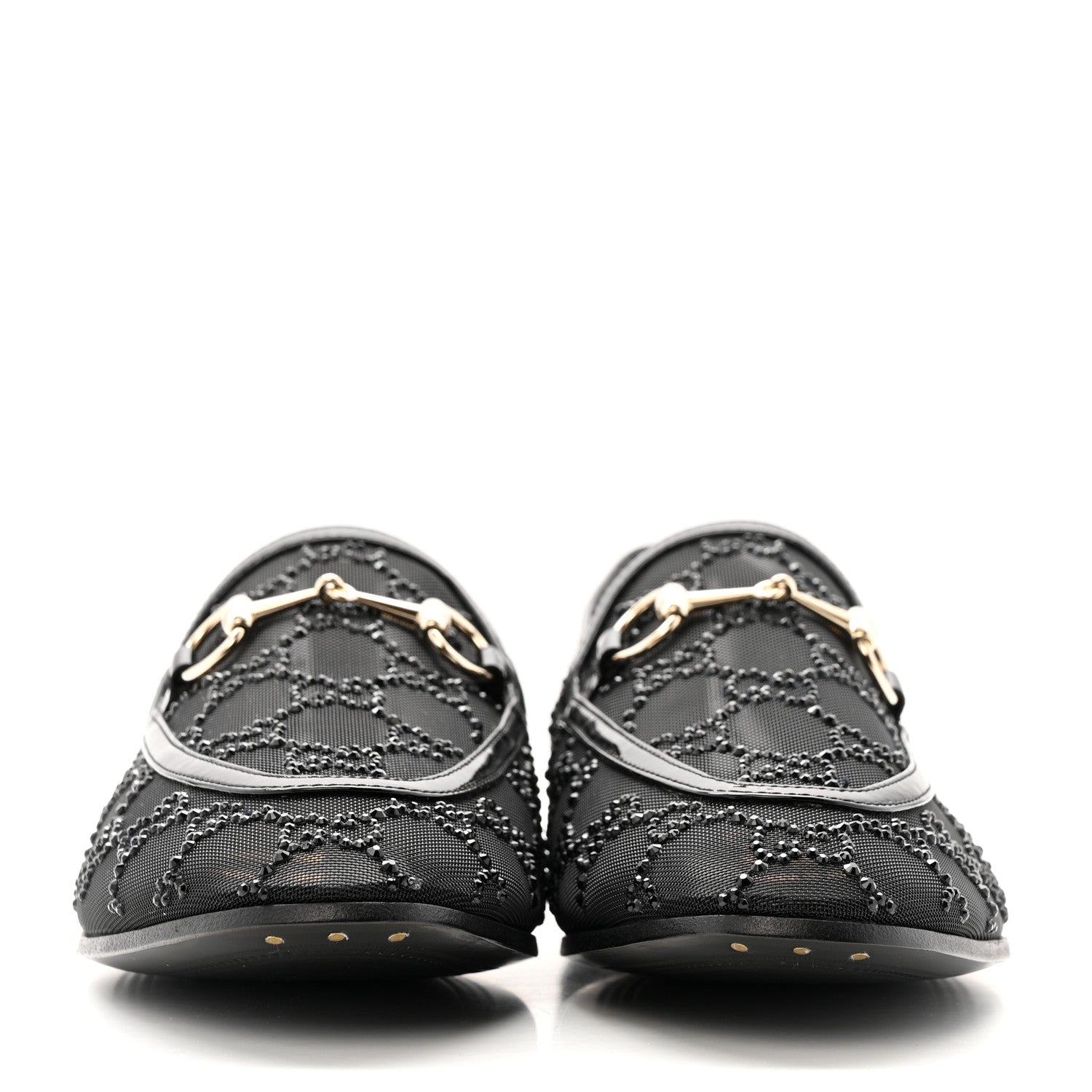 Gucci Tela Retino Kid Scamosciato Crystal GG Monogram Jordaan Loafer 38.5 Black 3 of 9
