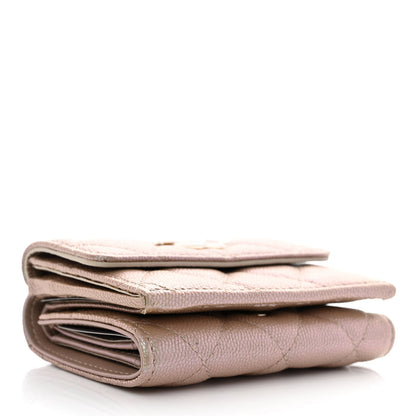 Chanel Iridescent Caviar Quilted Double Flap Wallet Beige 4 of 9