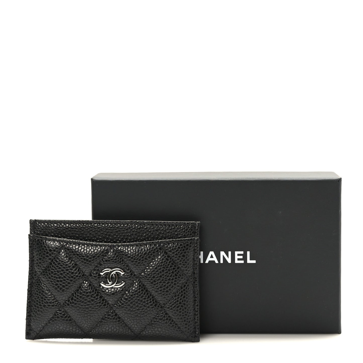Caviar Quilted Card Holder Black