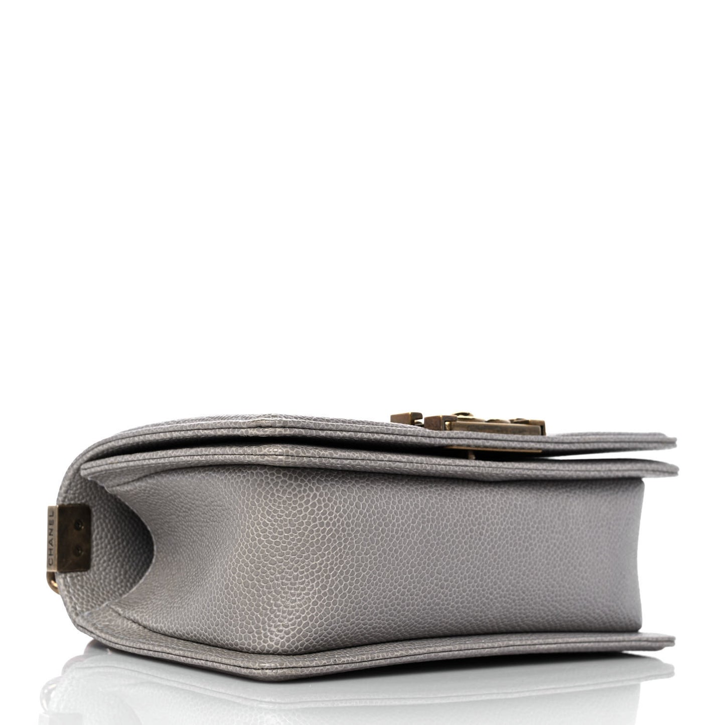 Caviar Quilted Small Boy Flap Light Grey