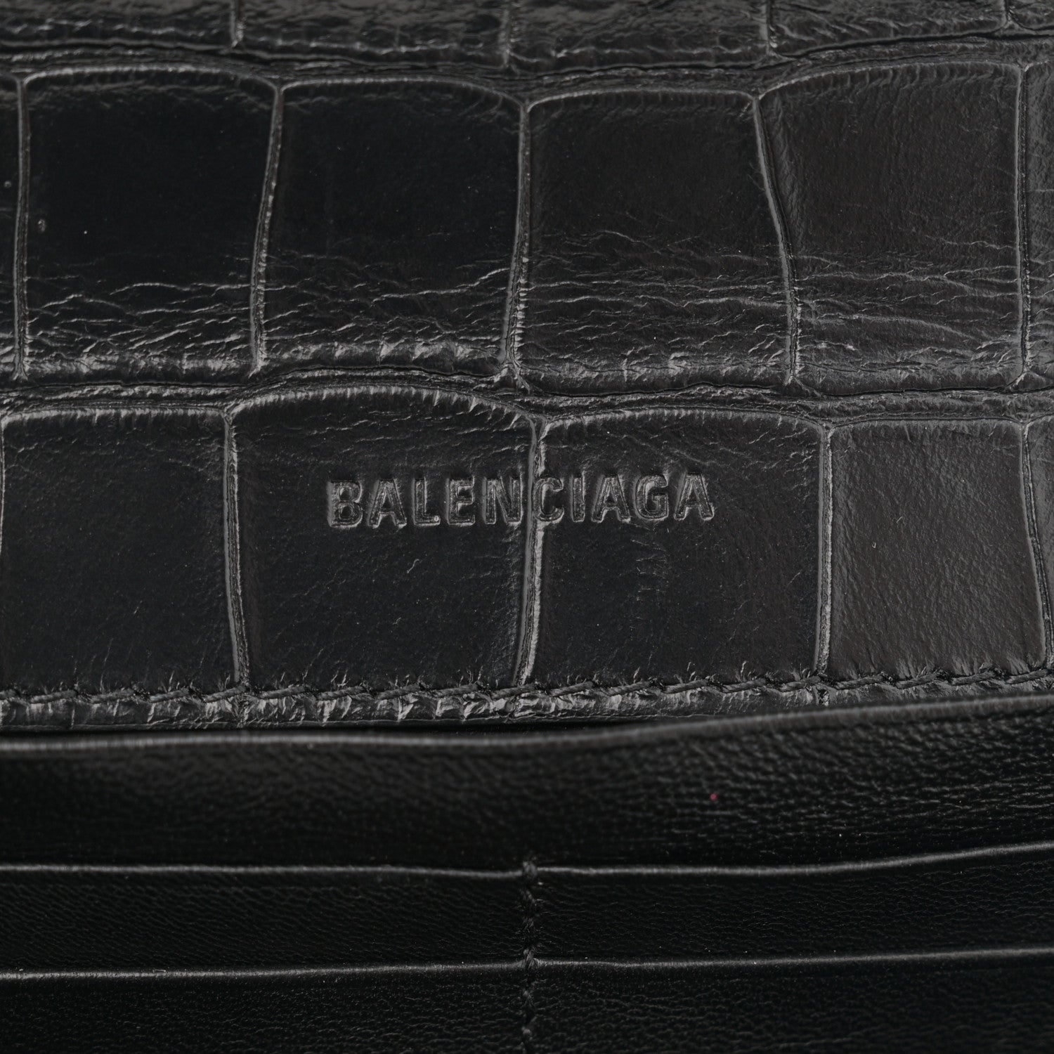 Balenciaga Extra Supple Calfskin Crocodile Embossed Gossip Chain Bag XS Black 6 of 10