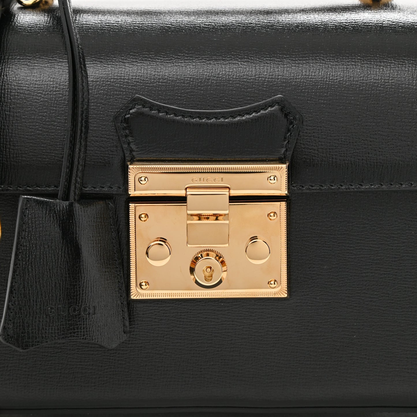 Calfskin Small Padlock Bamboo Shoulder Bag Black