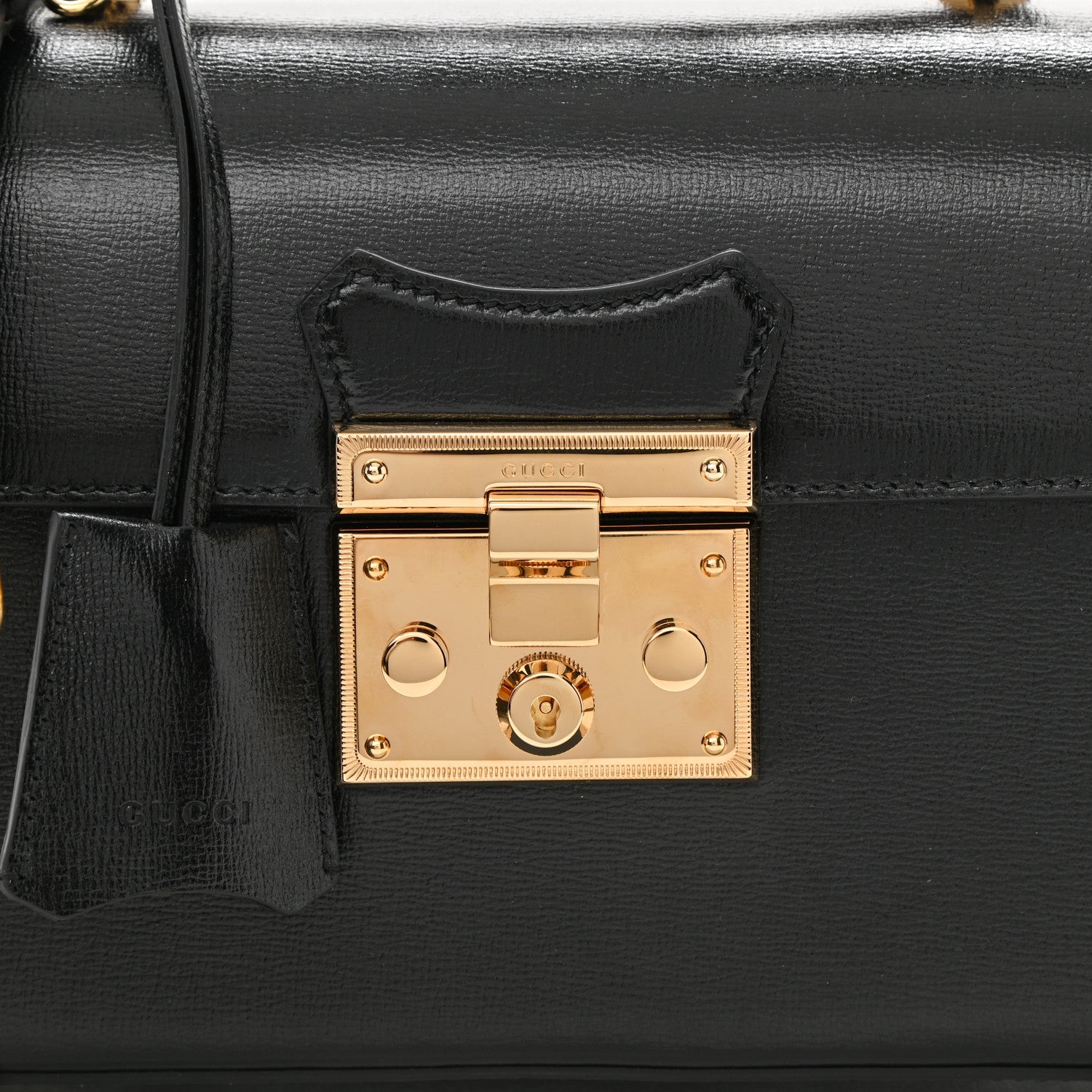 Gucci Calfskin Small Padlock Bamboo Shoulder Bag Black 8 of 8