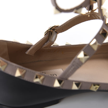 Valentino Garavani Nappa Rockstud Cage Ballerina Flats 37.5 Black Poudre 10 of 14