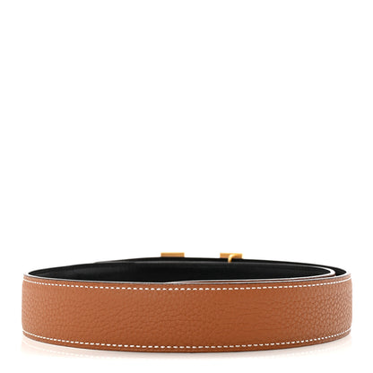 Hermes Box Togo 32mm Martelee H Belt 75 30 Black Gold 2 of 6