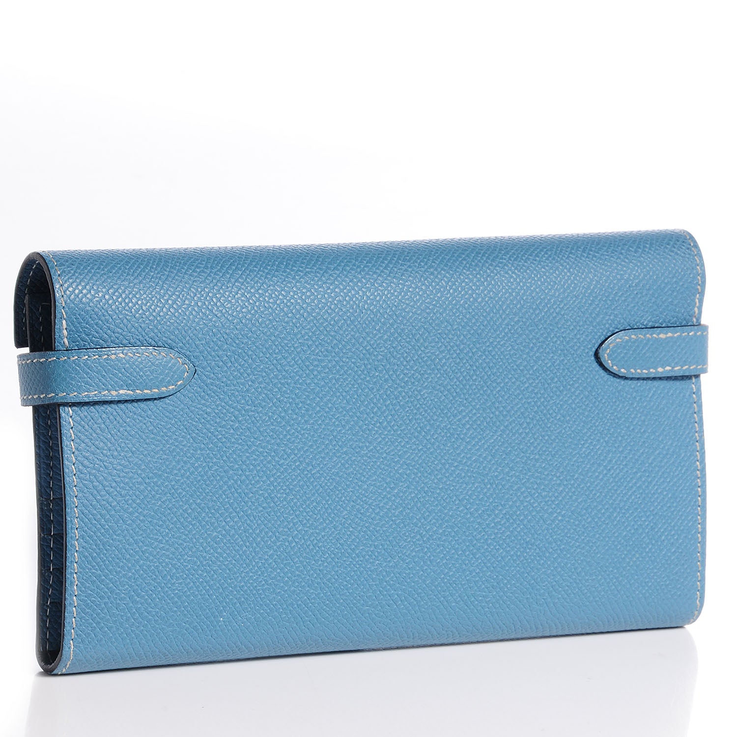 Hermes Epsom Kelly Tri-Fold Wallet Blue Jean 3 of 9