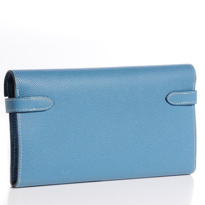 Hermes Epsom Kelly Tri-Fold Wallet Blue Jean 3 of 9