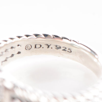 David Yurman Sterling Silver Diamond Prasiolite 10mm Petite Wheaton Ring 4 of 6