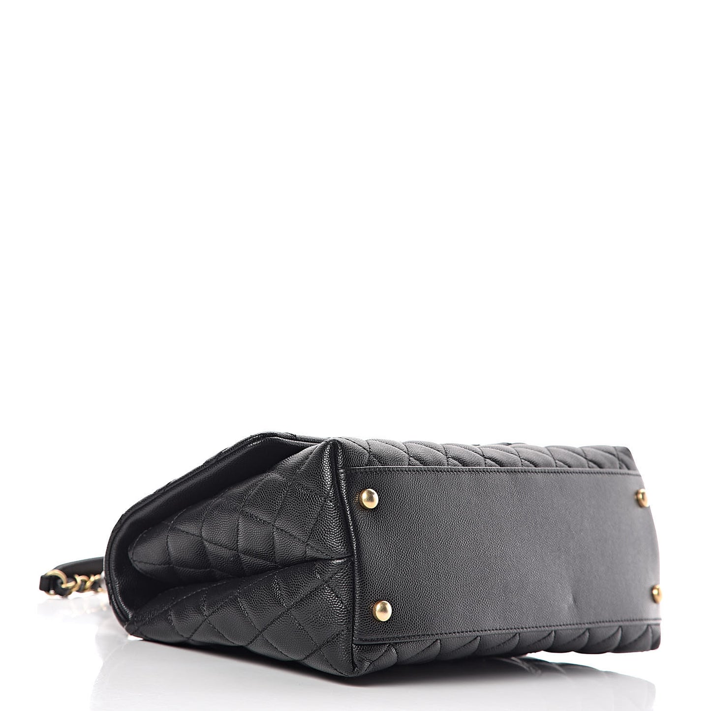 Caviar Lizard Embossed Quilted Small Coco Handle Flap Black