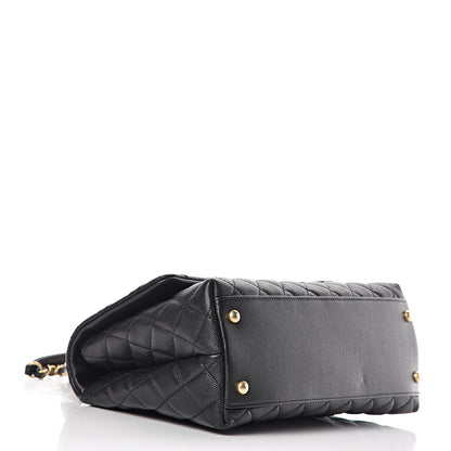 Chanel Caviar Lizard Embossed Quilted Small Coco Handle Flap Black 4 of 19