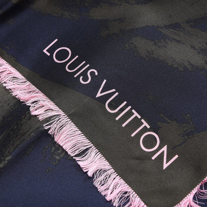 Louis Vuitton Silk Arty Flower Scarf Green Pink 3 of 5