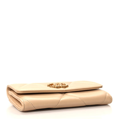 Chanel Shiny Goatskin Quilted Chanel 19 Flap Wallet Beige 4 of 8