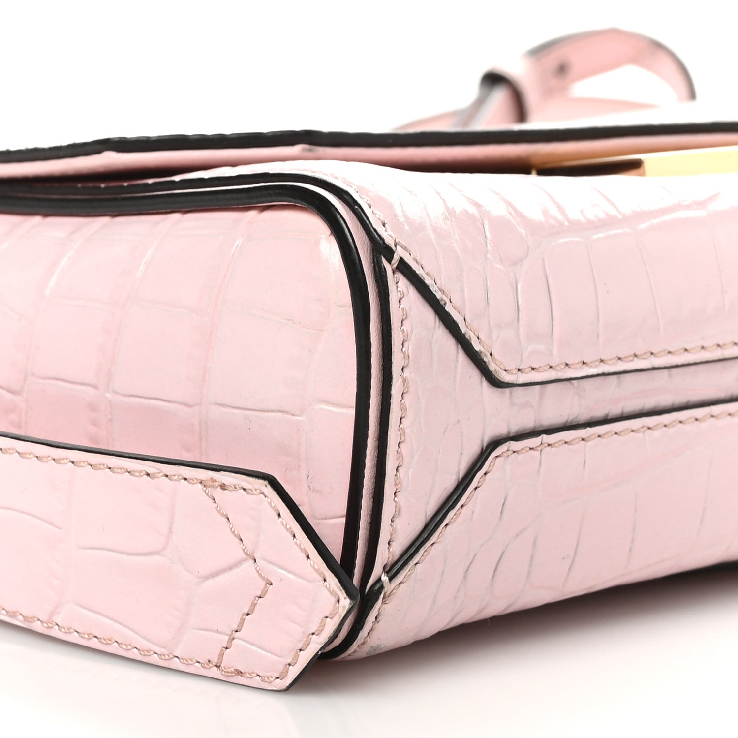 Givenchy Calfskin Crocodile Embossed Mini Eden Top Handle Pink 8 of 9
